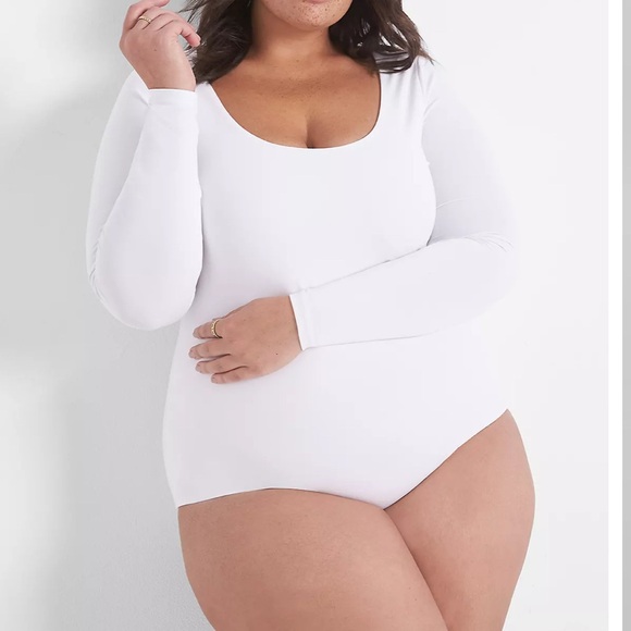 Lane Bryant Tops - White Long Sleeve Bodysuit 18/20 Lane Bryant